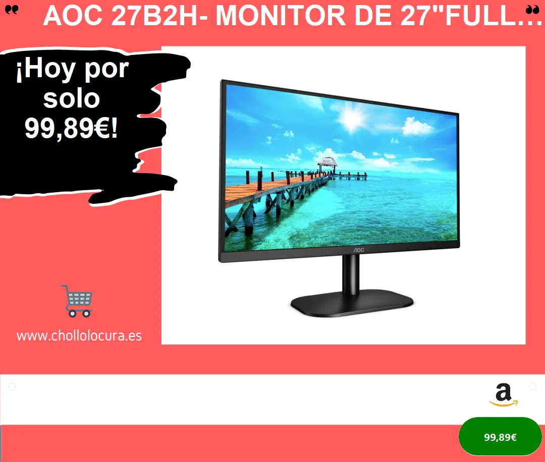 Monitor AOC 27B2H 27 Full HD con Low Blue Light y FlickerFree | Negro