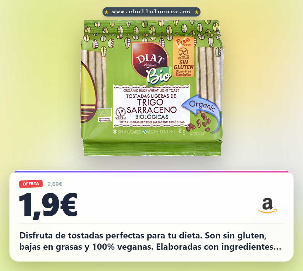 Aprovecha estas tostadas sin gluten y bajas en grasas. Veganas, ecológicas y sin azúcar al mejor precio