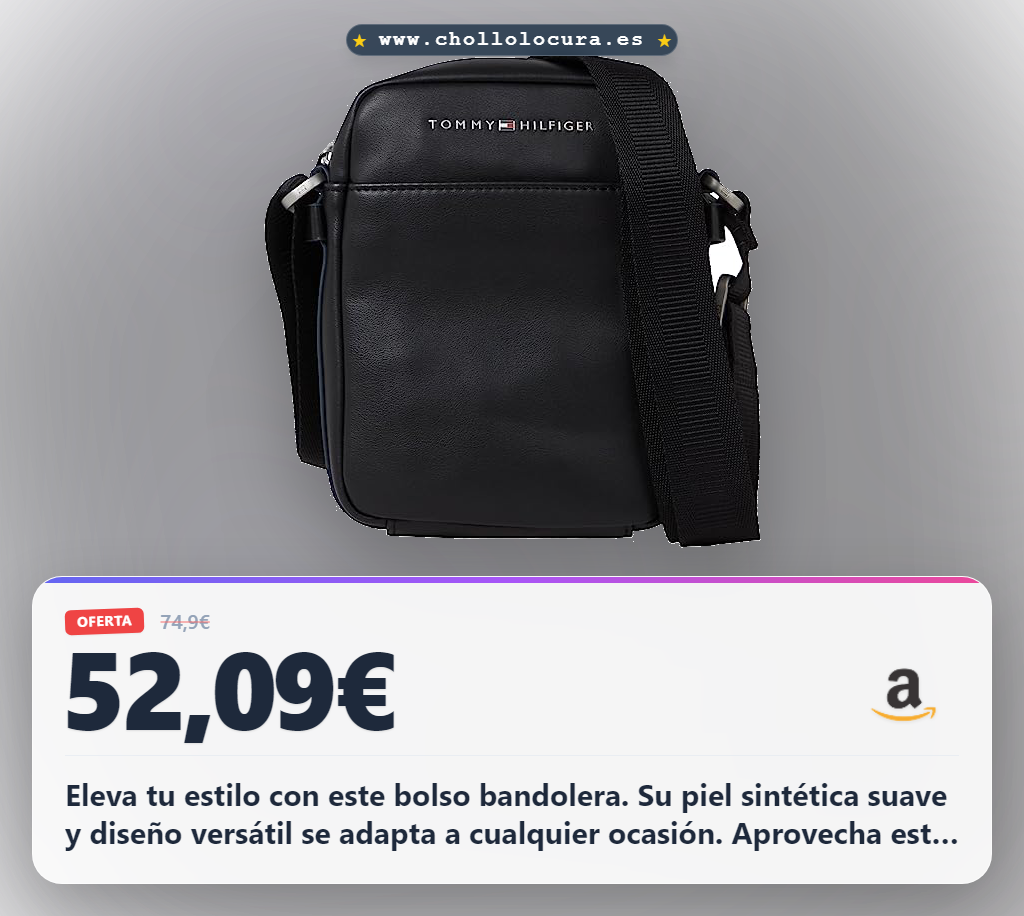 Consigue el bolso bandolera para hombre en piel sintética de 23.5 x 5.5 x 18 cm a precio de chollo