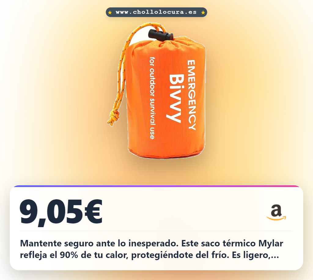 Adquiere el saco de dormir de emergencia térmico Mylar IP67 con brújula al mejor precio del año.