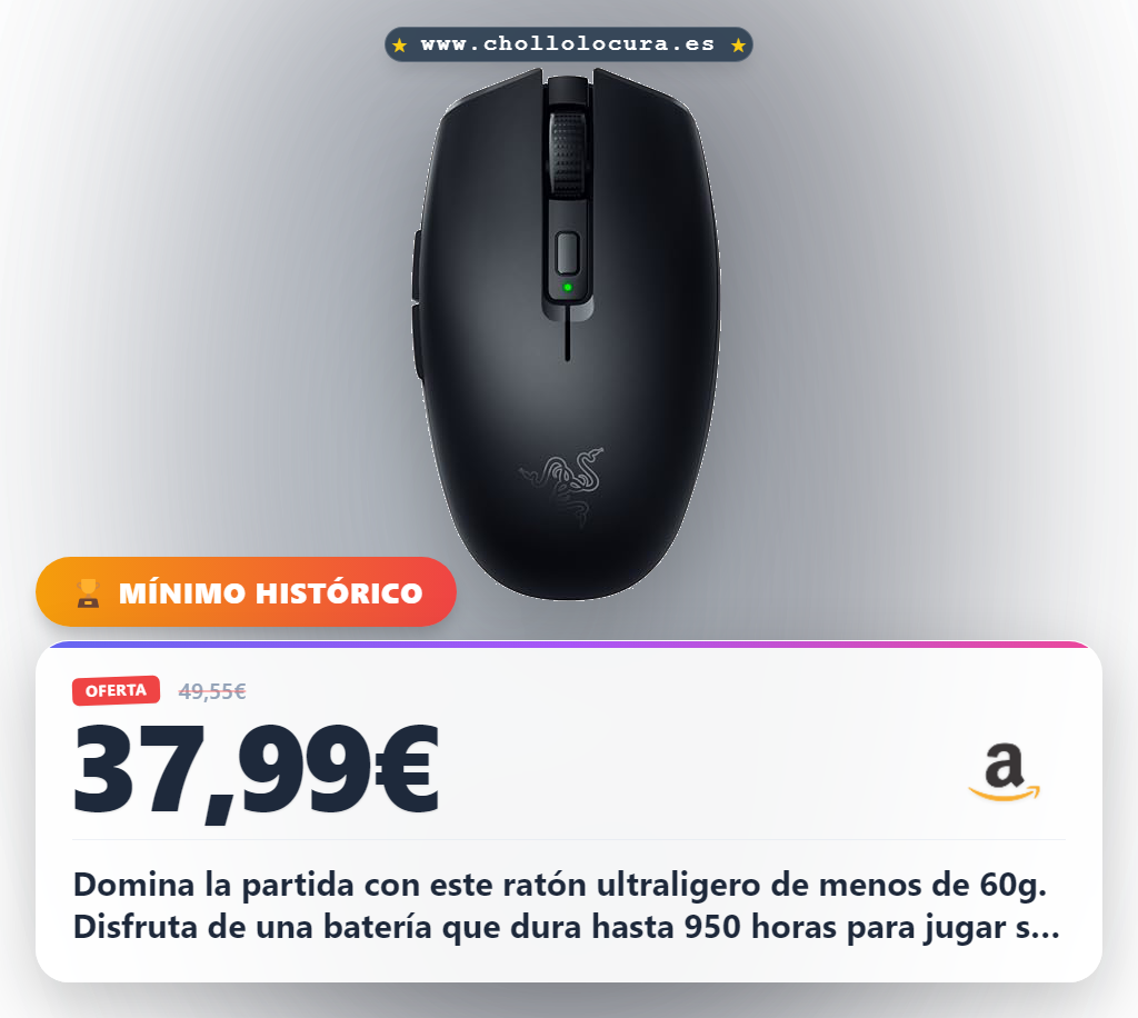 Consigue el ratón Razer Orochi V2 ultraligero con 950 horas de batería y sensor 5G a precio de chollo