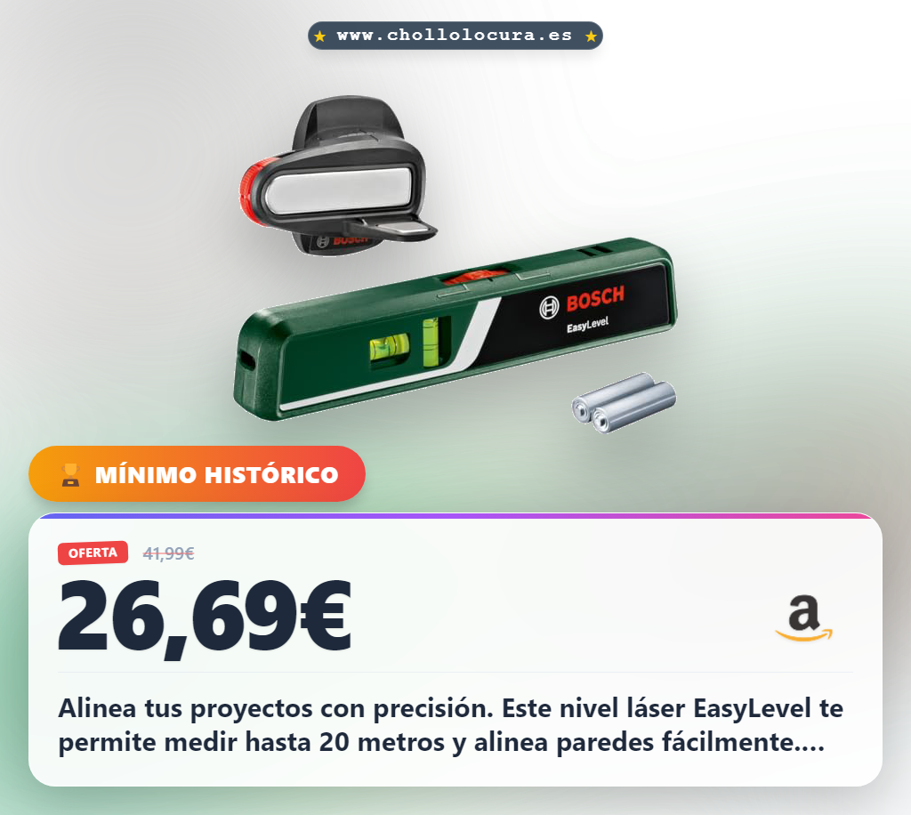 Consigue nivel láser EasyLevel con soporte mural y puntero láser de 20m al mejor precio