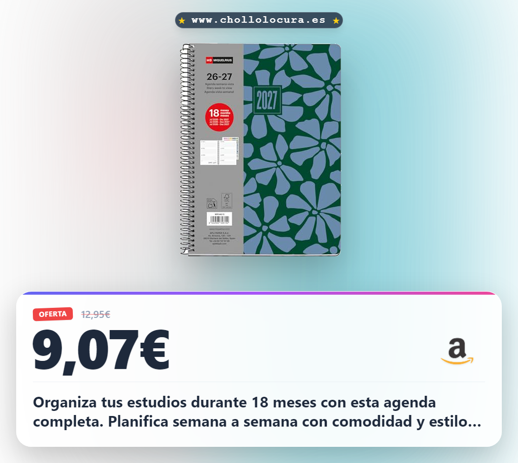 Encuentra la agenda escolar Miquelrius 18 meses 2026 2027 semana vista A5+ en oferta