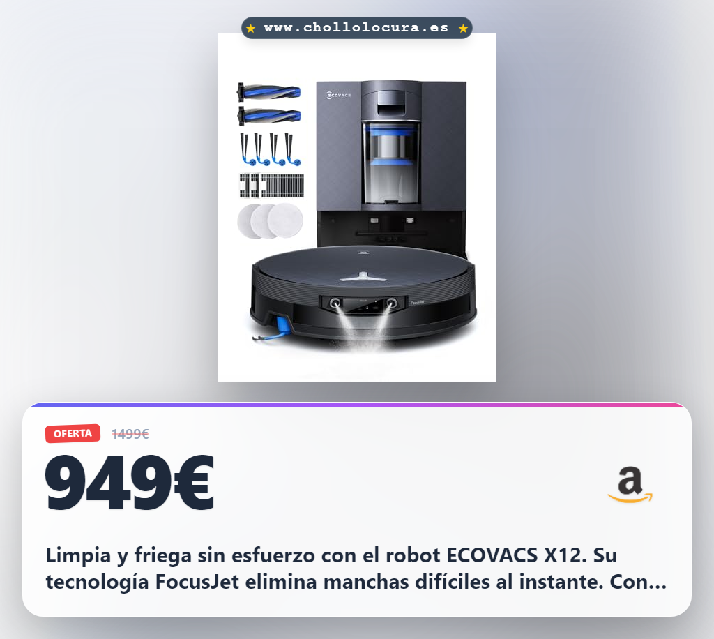Consigue el robot aspirador ECOVACS X12 con tecnología FocusJet y PowerBoost para limpieza profunda al mejor precio