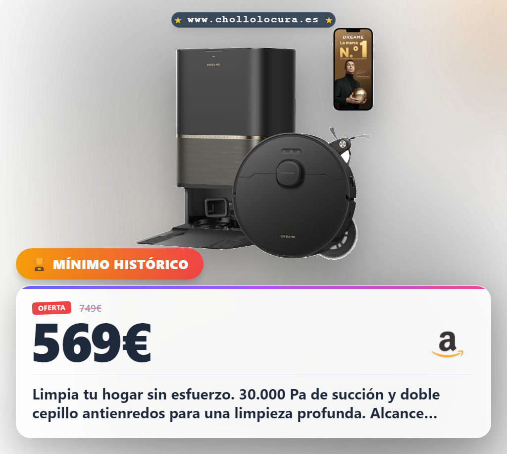 DREAME L50s Pro Ultra Robot Aspirador y Friegasuelos, 100 Días de Vaciado Automático, Mopas con Autolimpieza a Alta Temperatura, 30.000 Pa de Succión, Limpia a Fondo Esquinas y Bordes.