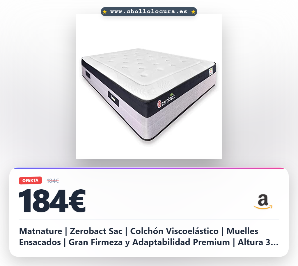 Matnature | Zerobact Sac | Colchón Viscoelástico | Muelles Ensacados | Gran Firmeza y Adaptabilidad Premium | Altura 30 cm | Antideslizante y Antibacterial (80 x 190 cm)