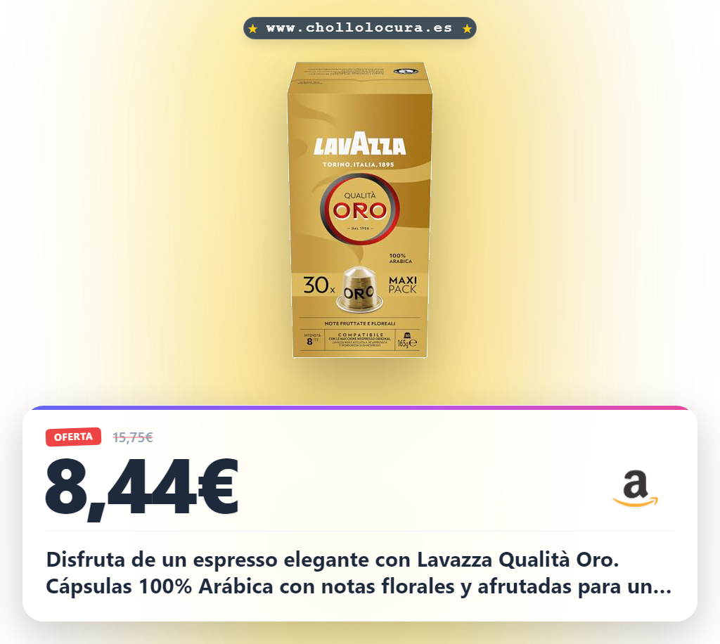 Aprovecha las cápsulas Lavazza Qualità Oro 30 Arábica para Nespresso con notas florales en oferta