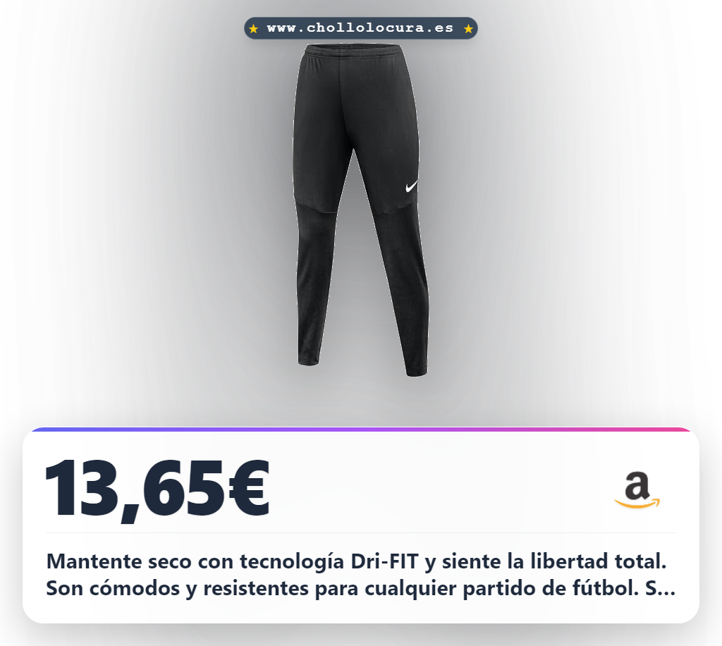 Llévate los pantalones NIKE Dri-FIT Park para entrenar y jugar fútbol al mejor precio de oferta histórica en España.