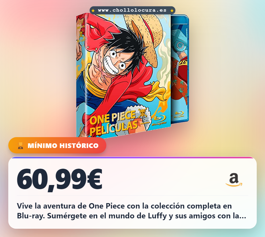 Disfruta la colección completa de One Piece en Blu-ray con Luffy y sus amigos a precio de chollo