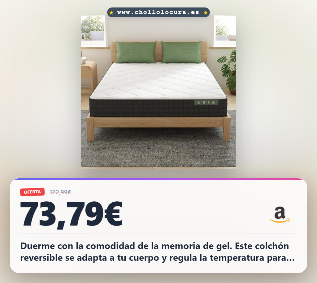 Aprovecha este colchón Novilla Viscoelástico de 7 zonas con espuma de memoria de gel en oferta