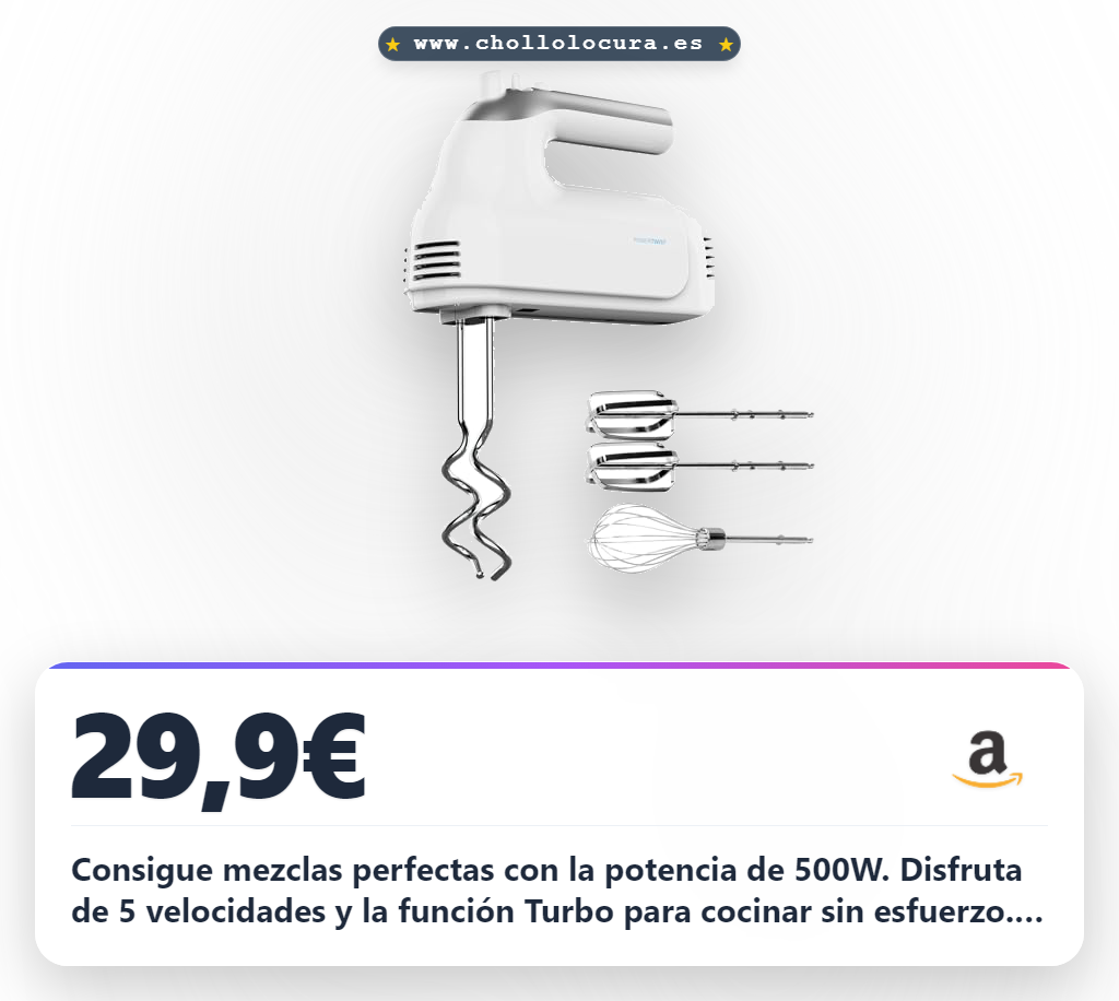 Consigue la batidora Cecotec Powertwist 500 Pro con varillas inox y función turbo al mejor precio