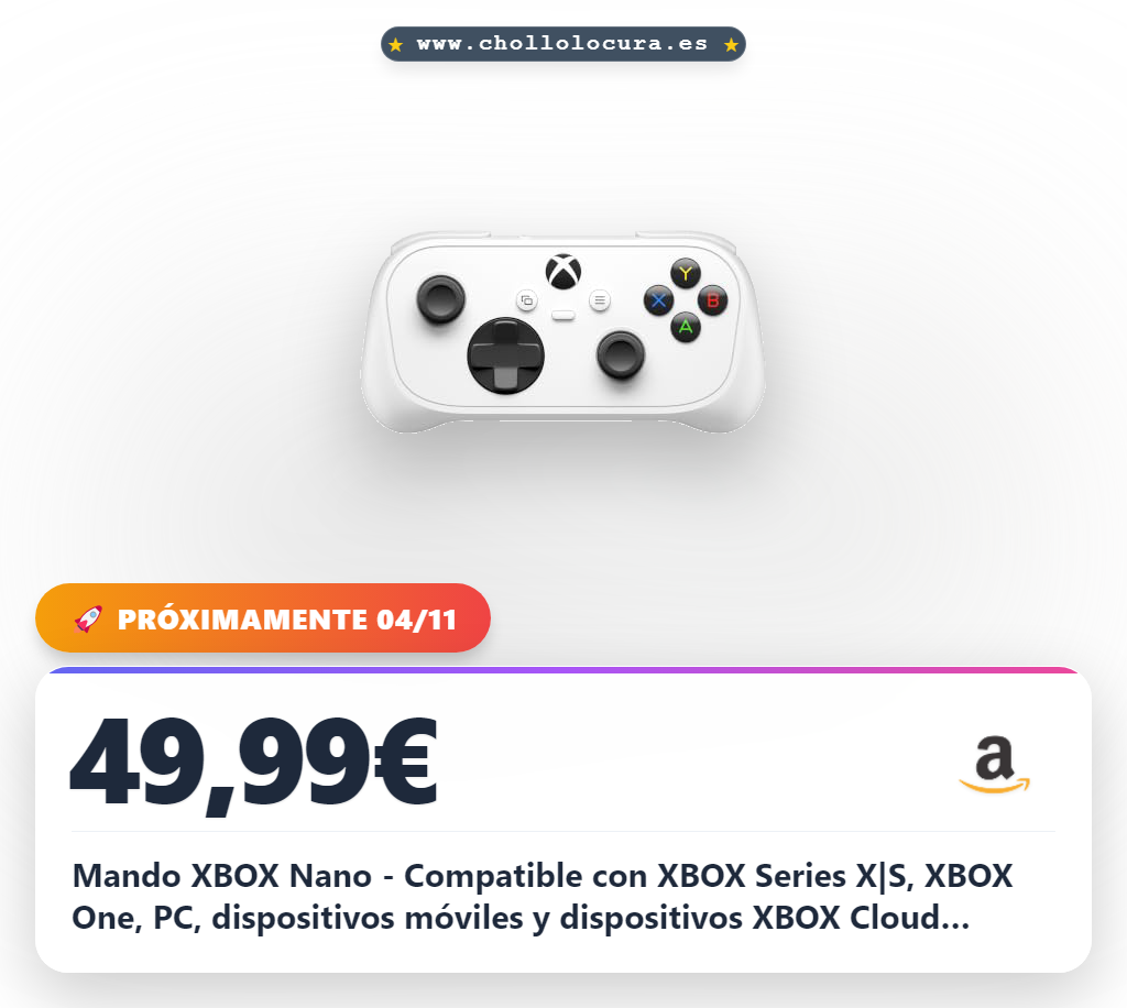Mando XBOX Nano - Compatible con XBOX Series X|S, XBOX One, PC, dispositivos móviles y dispositivos XBOX Cloud Gaming