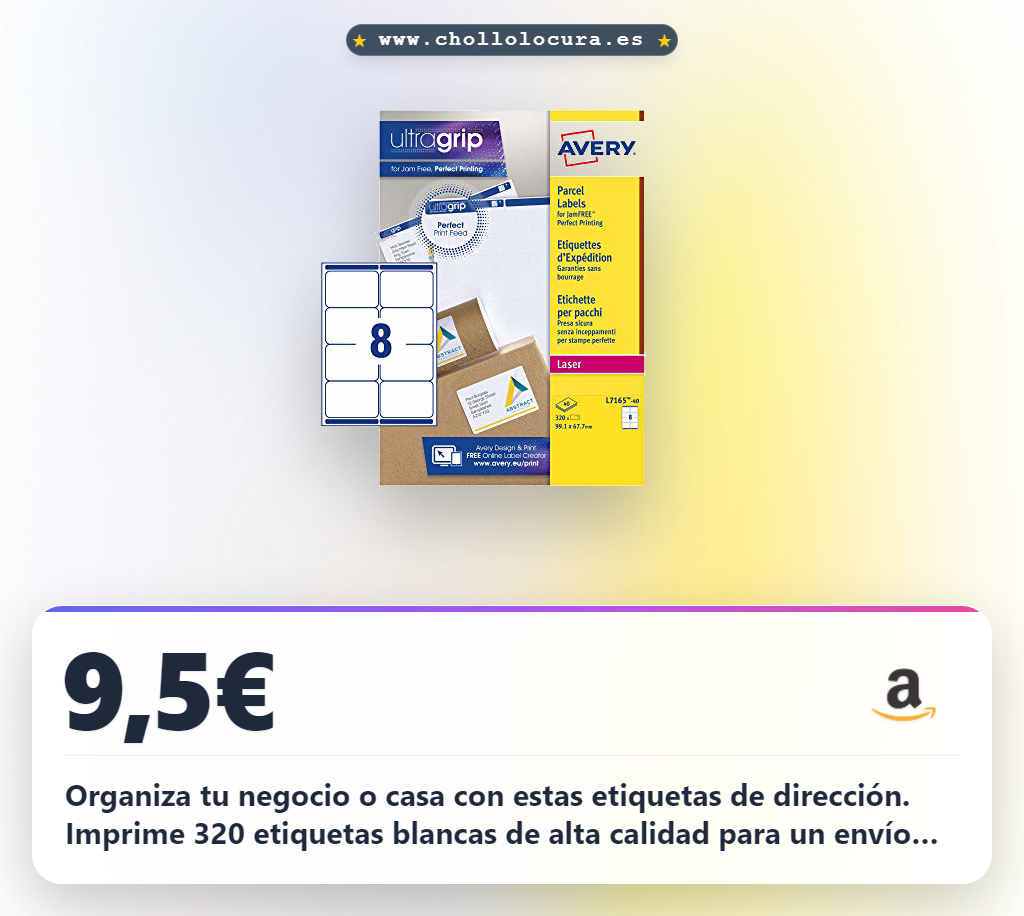 Adquiere el paquete de 320 etiquetas de dirección Avery blanco al mejor precio en oferta para tu correspondencia
