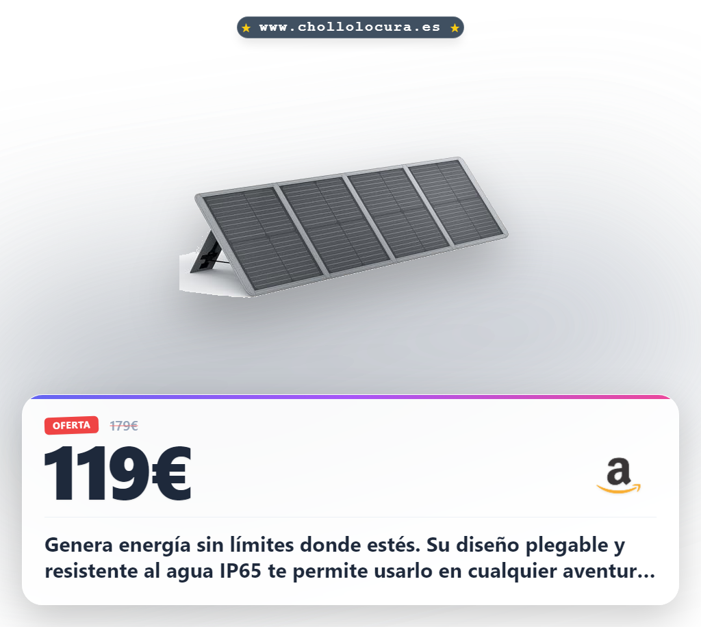 Obtén el panel solar portátil AFERIY de 100W monocristalino plegable IP65 para camping y jardín al mejor precio del año en oferta histórica
