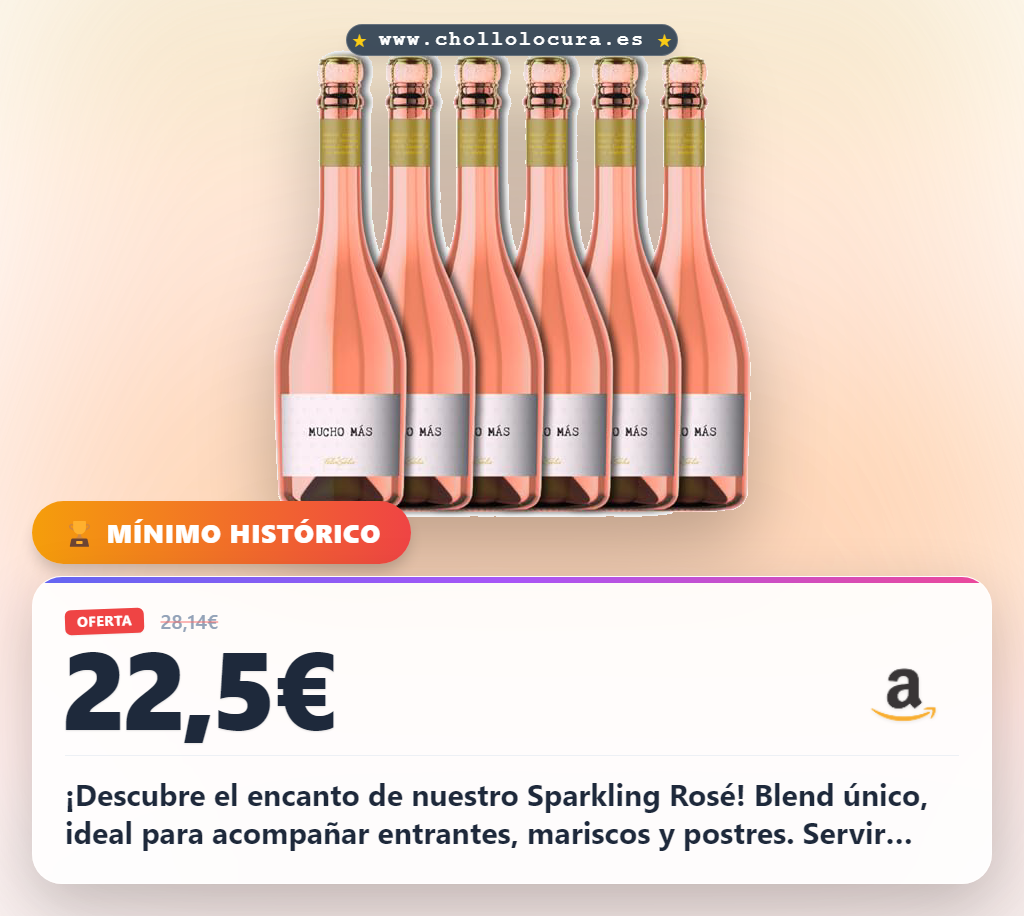 Mucho Mas Sparkling Rosé, 6 botellas x 750 ml, 4500 ml total