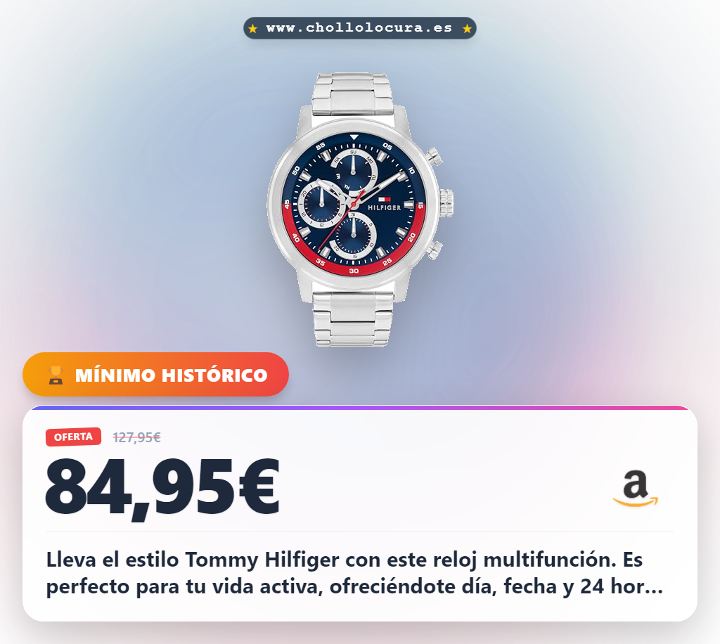 Disfruta del estilo Tommy Hilfiger. Reloj analógico multifunción en acero inoxidable plateado para hombre con resistencia al agua 5 atm.