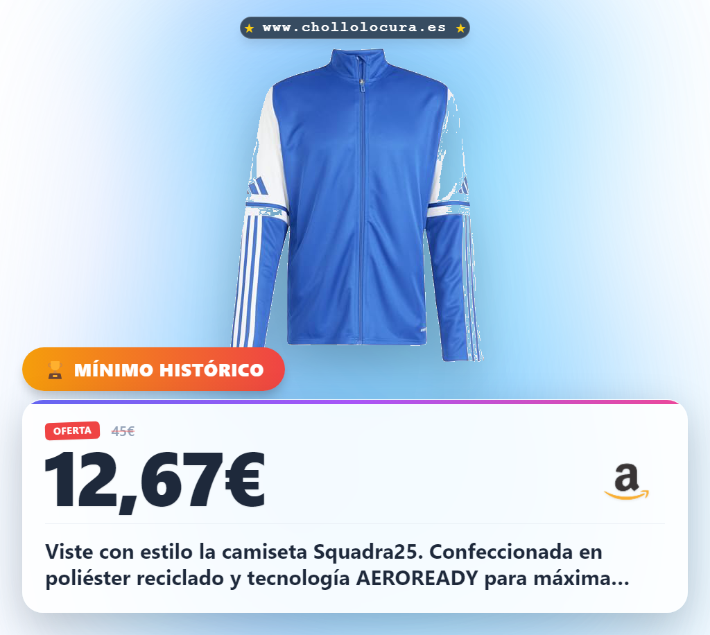 Aprovecha la sudadera adidas Squadra25 Hombre Royal Blue/White XXL con cierre y AEROREADY en oferta