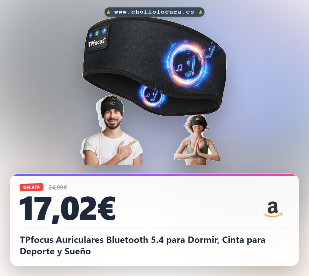 Descubre TPfocus Auriculares Bluetooth 5.4 para Dormir y Deporte | Diadema Ultraligera y Cómoda