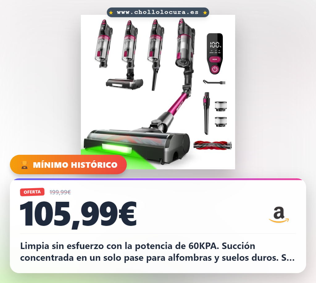 Aprovecha la aspiradora sin cable FV3 plegable y potente con 60KPA para una limpieza sin esfuerzo al mejor precio