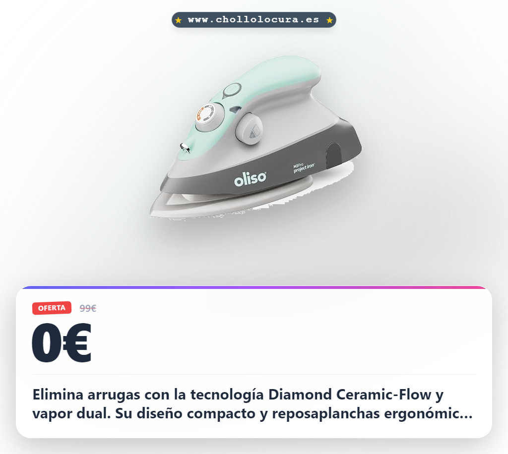 Descubre la plancha oliso M3Pro compacta con Solemate y tecnología Diamond Ceramic-Flow en oferta.