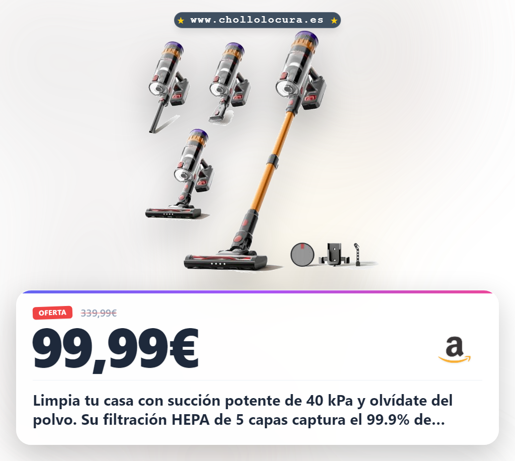 Consigue el aspirador sin cable Lefant V1 potente con filtración HEPA y luz LED en oferta a precio de chollo