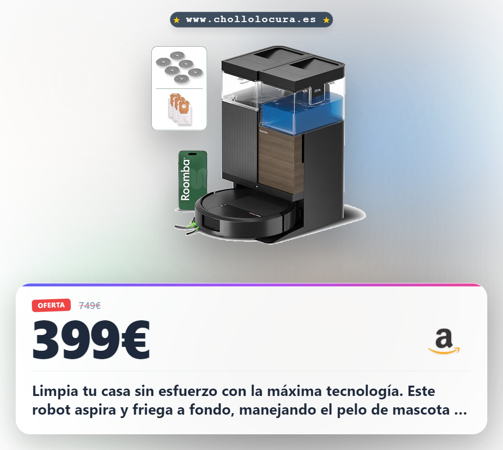 Aprovecha el iRobot Roomba Plus 576 Combo y Base AutoWash con succión 25KPa y limpieza profunda.