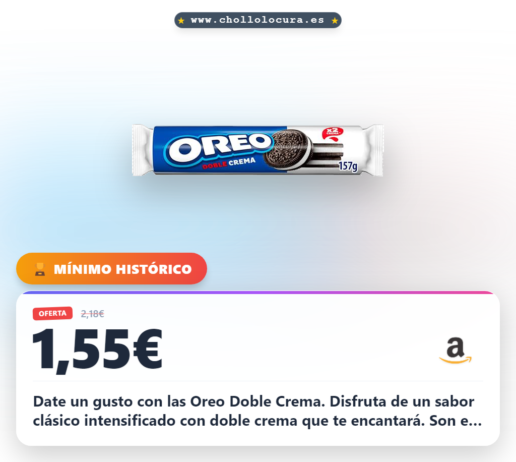 Ahorra en Oreo Doble Crema con doble crema de vainilla, la merienda perfecta para compartir al mejor precio del chollo