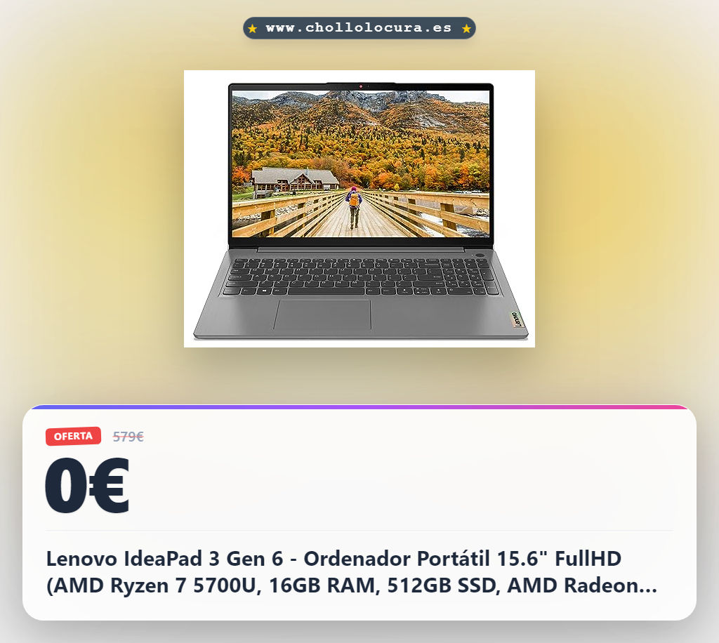 Lenovo IdeaPad 3 Gen 6 - Ordenador Portátil 15.6" FullHD (AMD Ryzen 7 5700U, 16GB RAM, 512GB SSD, AMD Radeon Graphics, Sin Sistema Operativo) Gris ártico - Teclado QWERTY Español