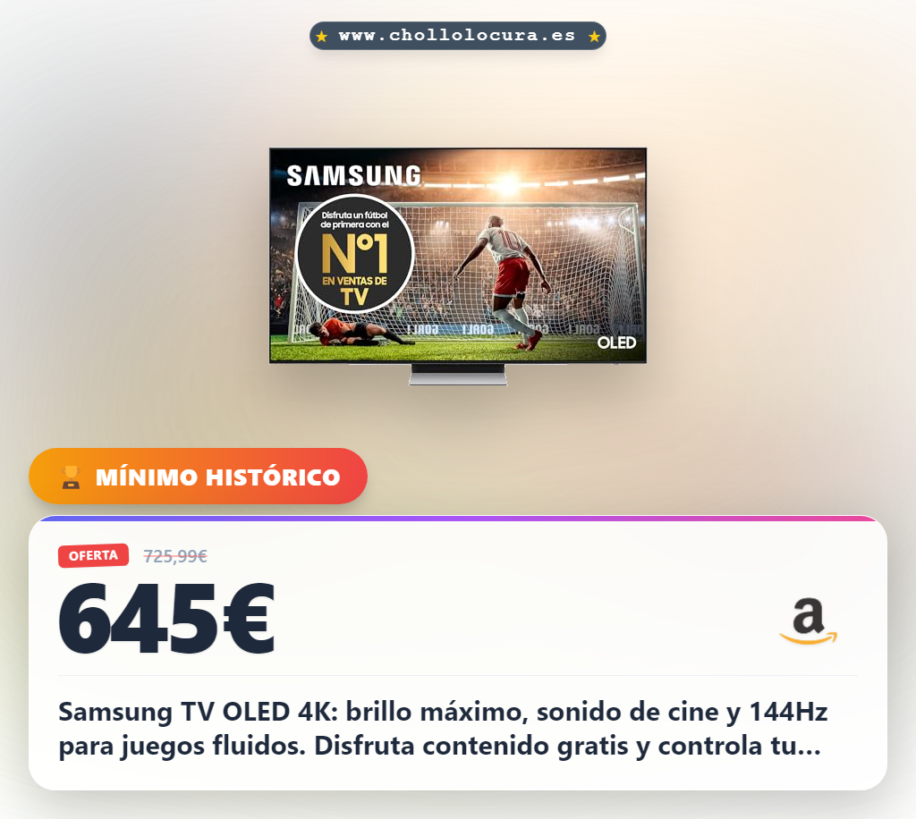 ¡Samsung TV OLED 4K con brillo máximo, sonido de cine y gana partidas con 144Hz!