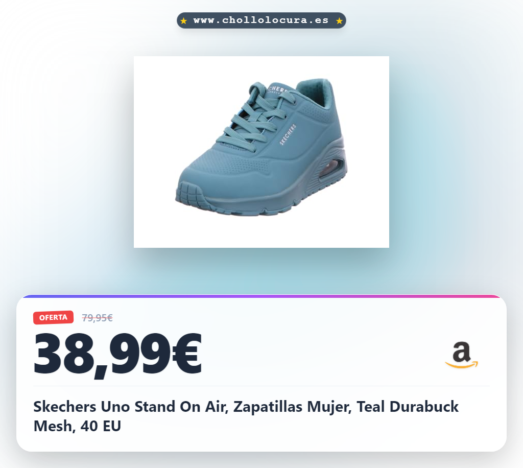 Skechers Uno Stand On Air, Zapatillas Mujer, Teal Durabuck Mesh, 40 EU