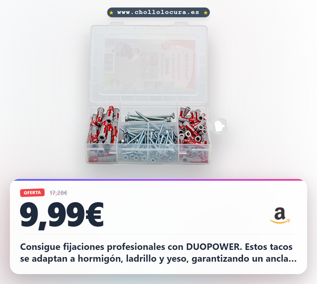 Consigue el kit de tacos Fischer Profi-Box DUOPOWER para fijaciones universales en hormigón y ladrillo al mejor precio