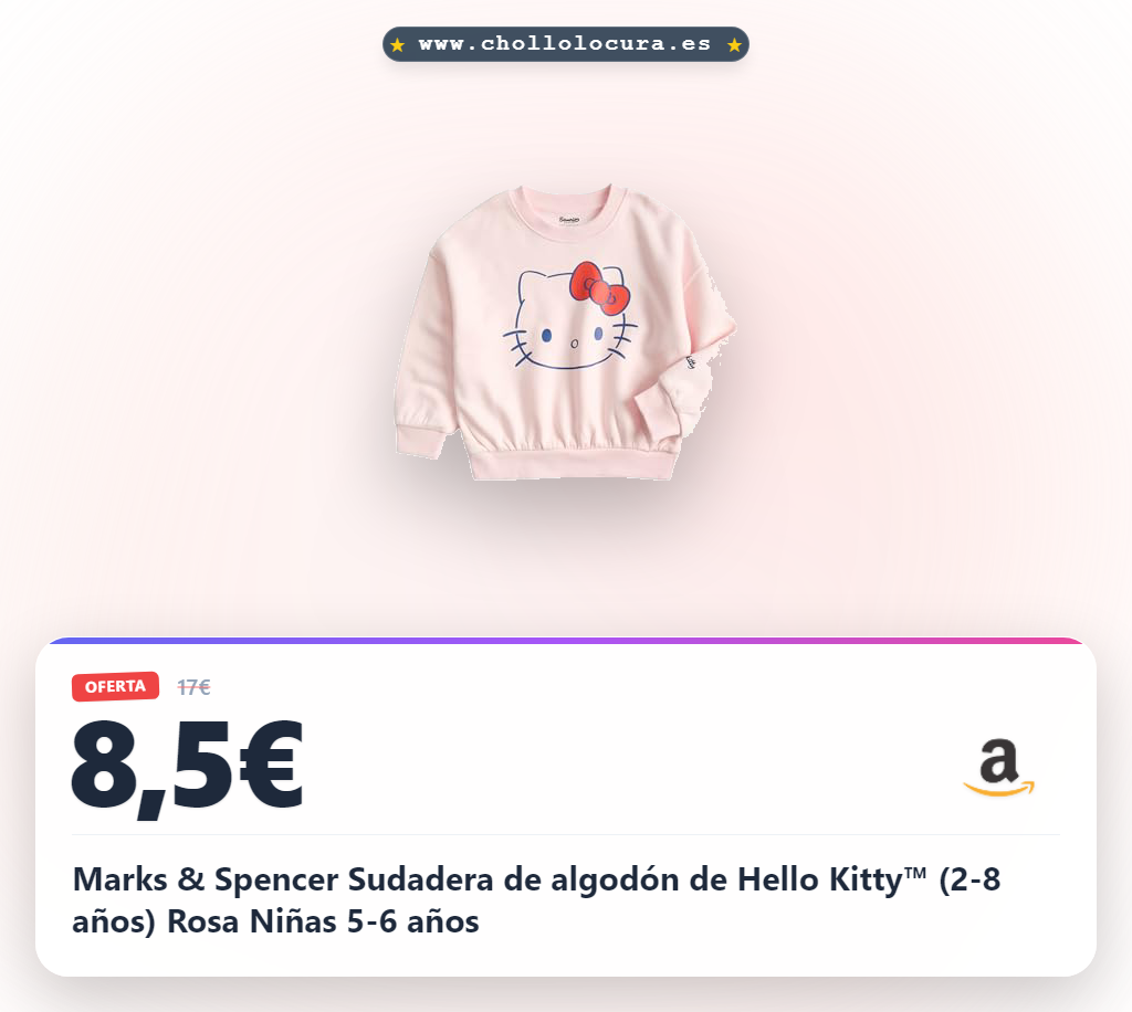 Marks & Spencer Sudadera de algodón de Hello Kitty™ (2-8 años) Rosa Niñas 5-6 años