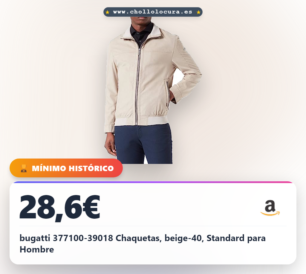 bugatti 377100-39018 Chaquetas, beige-40, Standard para Hombre