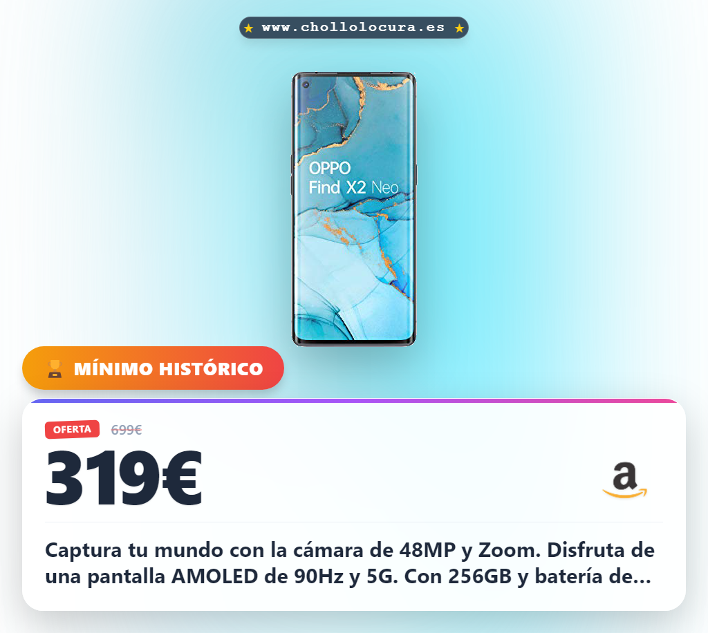 Logra el OPPO Find X2 NEO 5G: 48MP, AMOLED de 90Hz y 5G al precio de chollo