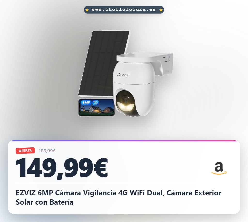 EZVIZ 6MP Cámara Vigilancia 4G WiFi Dual, Cámara Exterior Solar con Batería