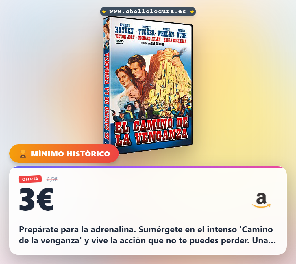 Logra disfrutar de la épica película Camino de la venganza en DVD a precio de chollo y envío rápido hoy mismo.