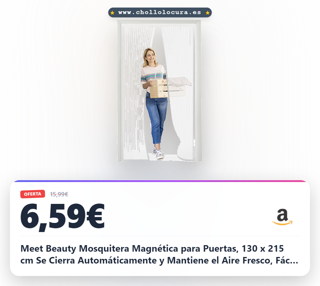 Meet Beauty Mosquitera Magnética para Puertas, 130 x 215 cm Se Cierra Automáticamente y Mantiene el Aire Fresco, Fácil de Instalar y Adecuado para Todos los Tamaños de Puertas, Blanco