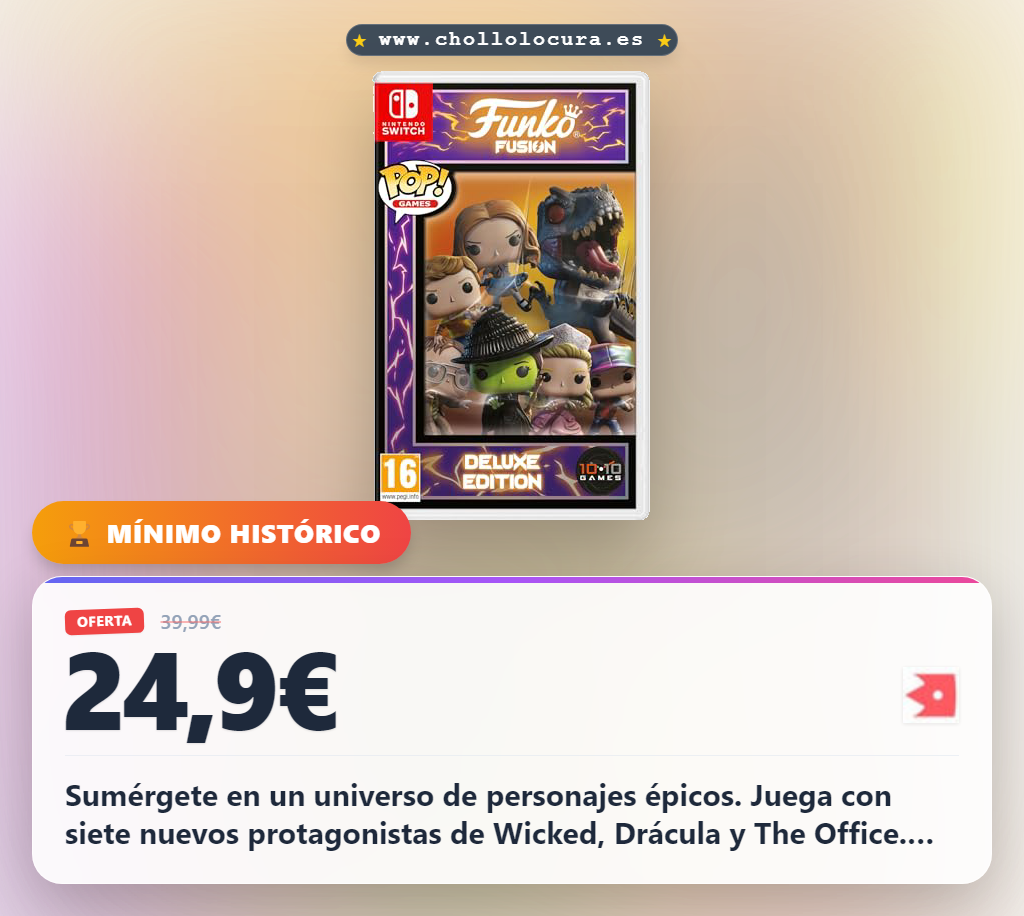Disfruta Funko Fusion Deluxe Edition para Switch con personajes de Wicked, Monstruos y The Office a precio de chollo