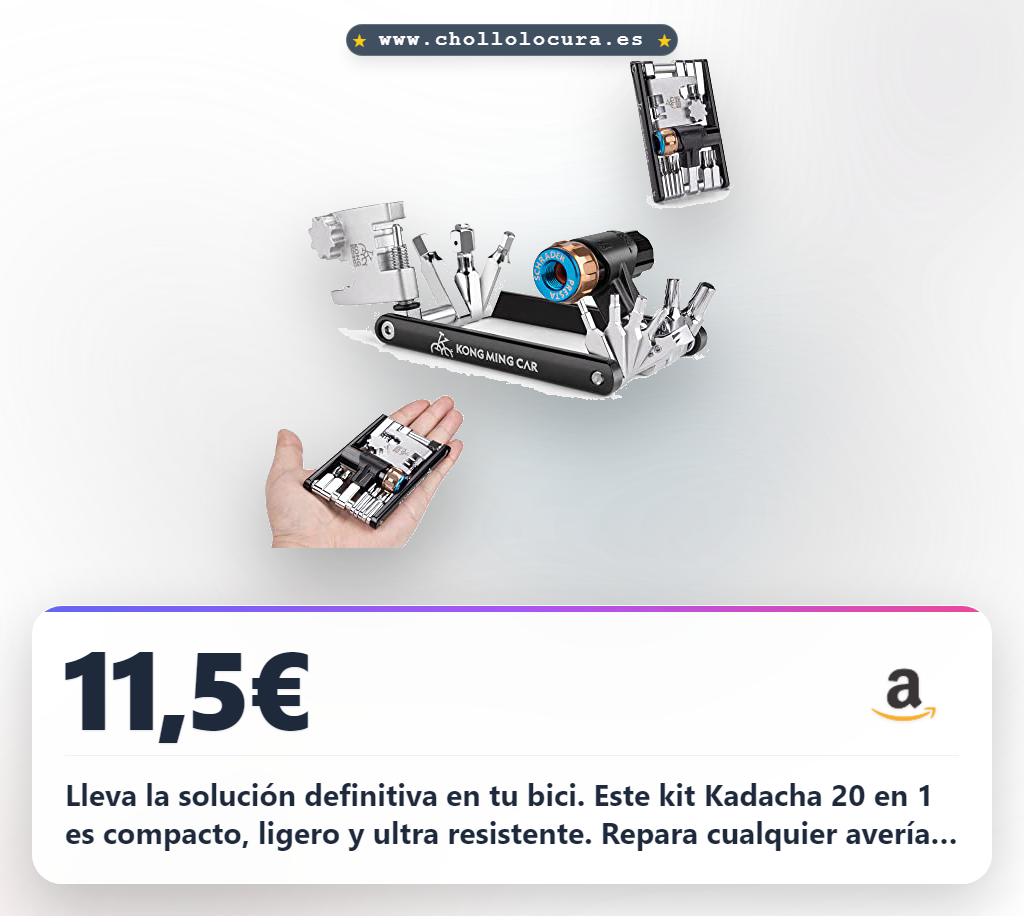 Ahorra con el Kit Herramienta Multifunción Kadacha 20 en 1 para bicicleta, inflador CO2 y accesorios al mejor precio.