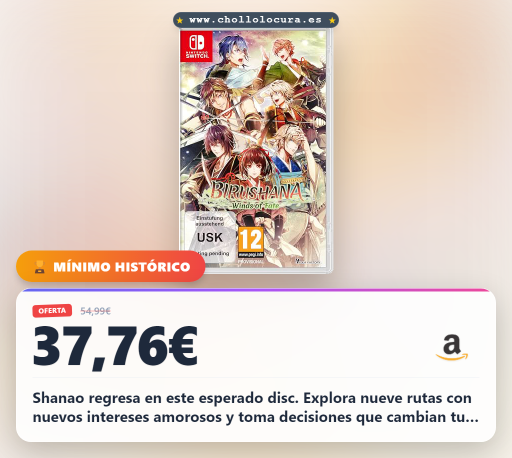 Disfruta de Birushana Winds of Fate para Nintendo Switch: explora nueve rutas y toma decisiones épicas en oferta