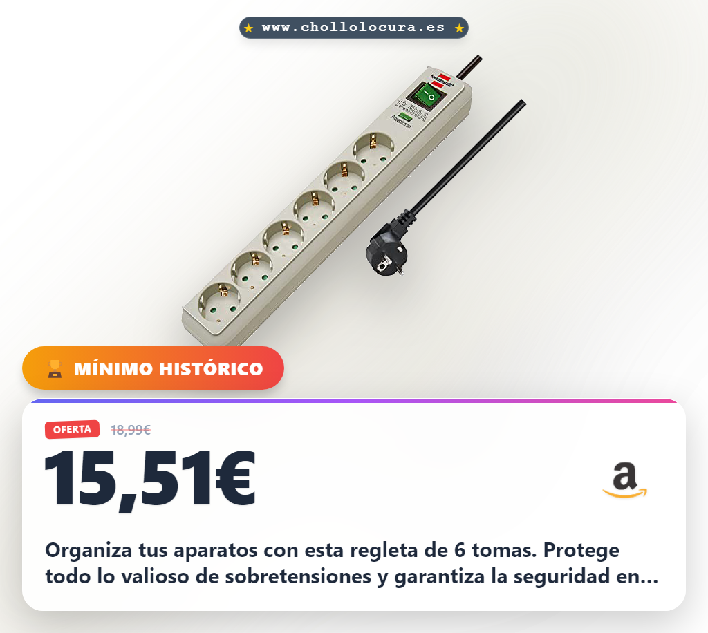 Consigue la regleta Brennenstuhl con 6 tomas y protección contra sobretensiones en cable de 1,5m al mejor precio