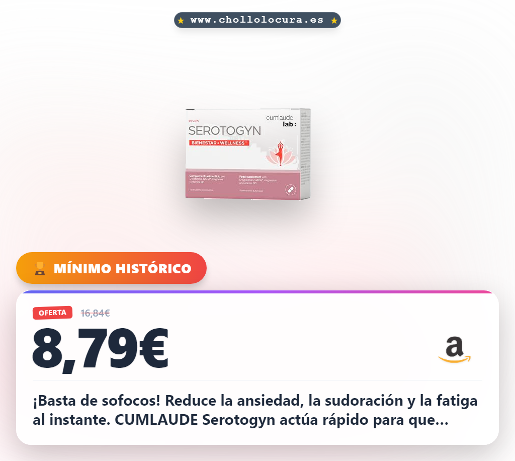 Aprovecha CUMLAUDE Serotogyn para disfrutar de una menopausia sin sofocos con L-Triptófano y magnesio.