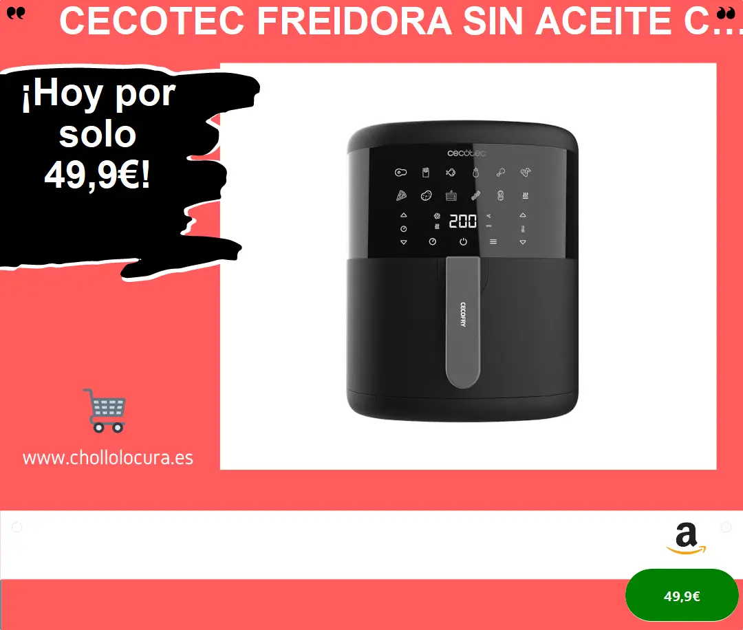 Cecotec Freidora sin Aceite Cecofry Bombastik 6000: Sabor crujiente sin grasas añadidas