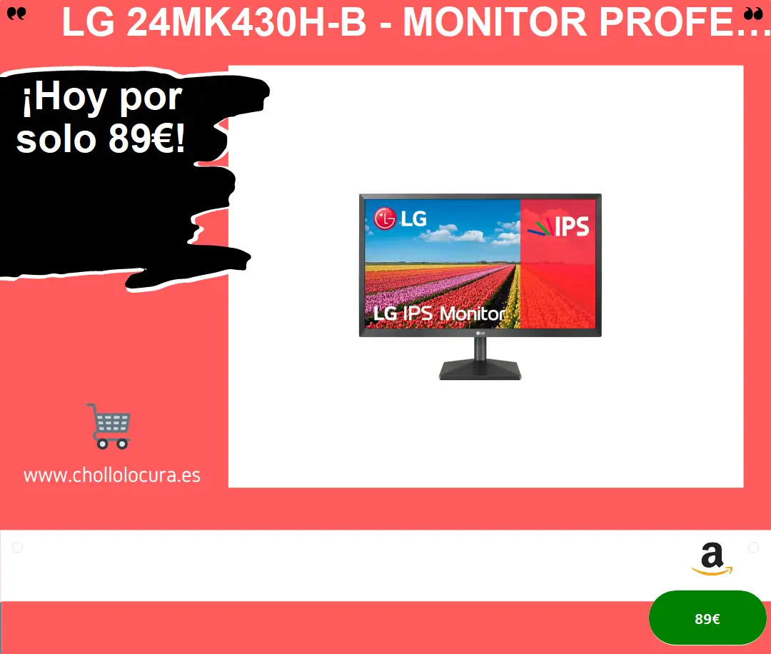 LG 24MK430H-B - Monitor profesional de 24" FullHD IPS - Disfruta de una imagen de calidad y un diseño elegante