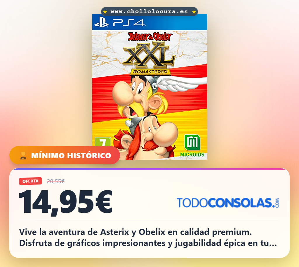 Vive la aventura de Asterix y Obelix en calidad premium. Disfruta de gráficos impresionantes y jugabilidad épica en tu PS4. Prepárate para una experiencia inolvidable que no te puedes perder.