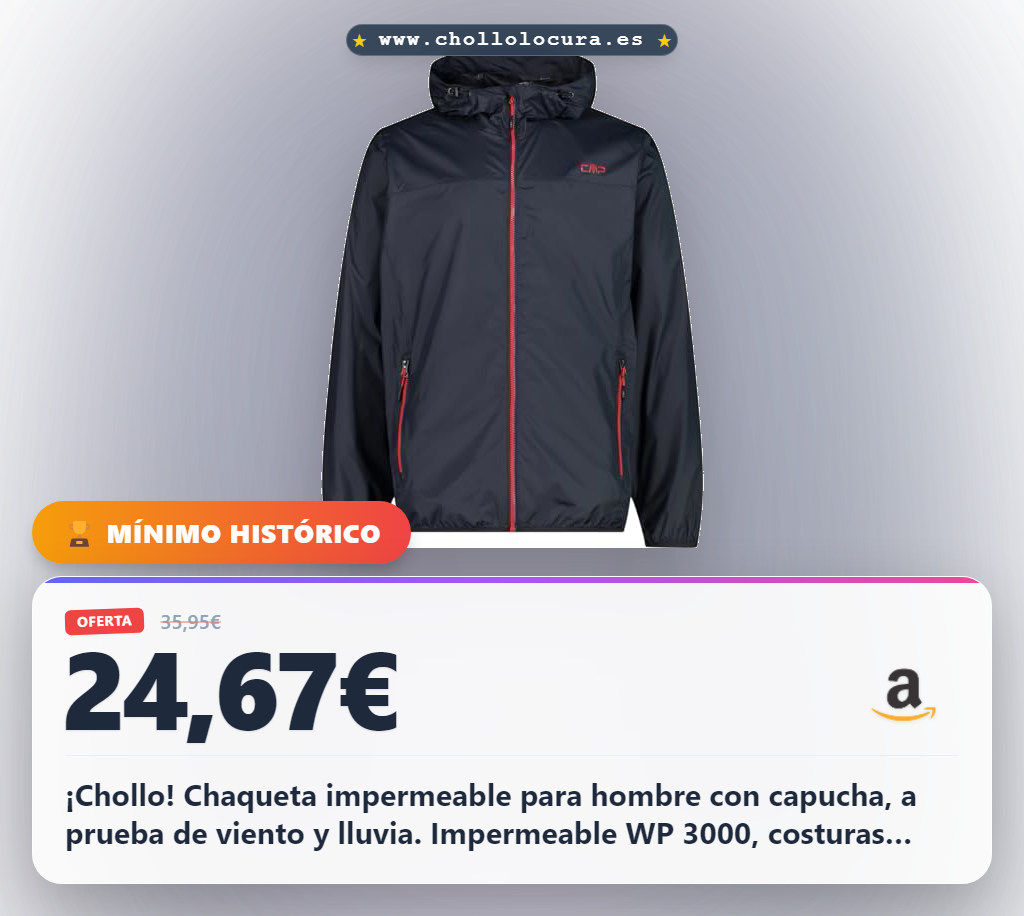 Chaquetas Impermeables para Hombre con Capucha, ¡Chollo! A prueba de Viento