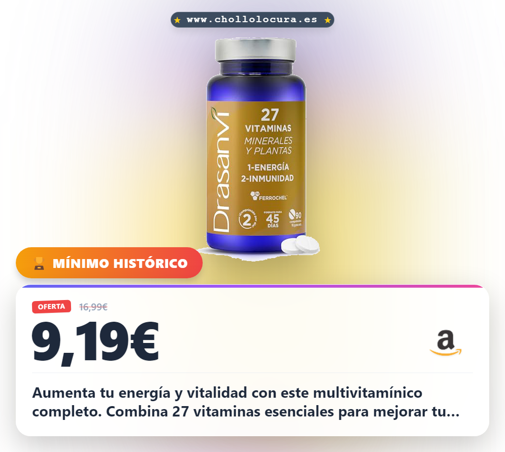 Aprovecha el multivitamínico Drasanvi para energía y vitalidad con maca y cordyceps para hombre y mujer al mejor precio