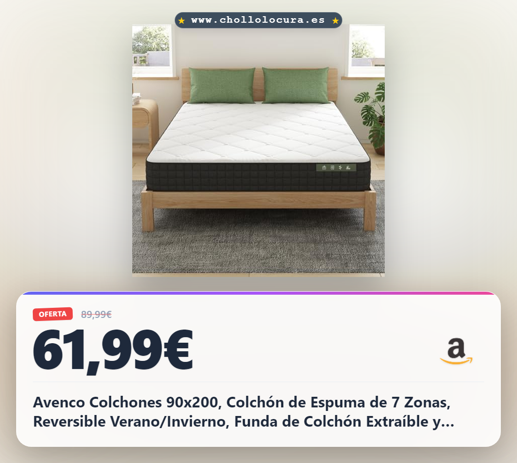 Avenco Colchones 90x200, Colchón de Espuma de 7 Zonas, Reversible Verano/Invierno, Funda de Colchón Extraíble y Lavable, Transpirable, Altura 20 cm