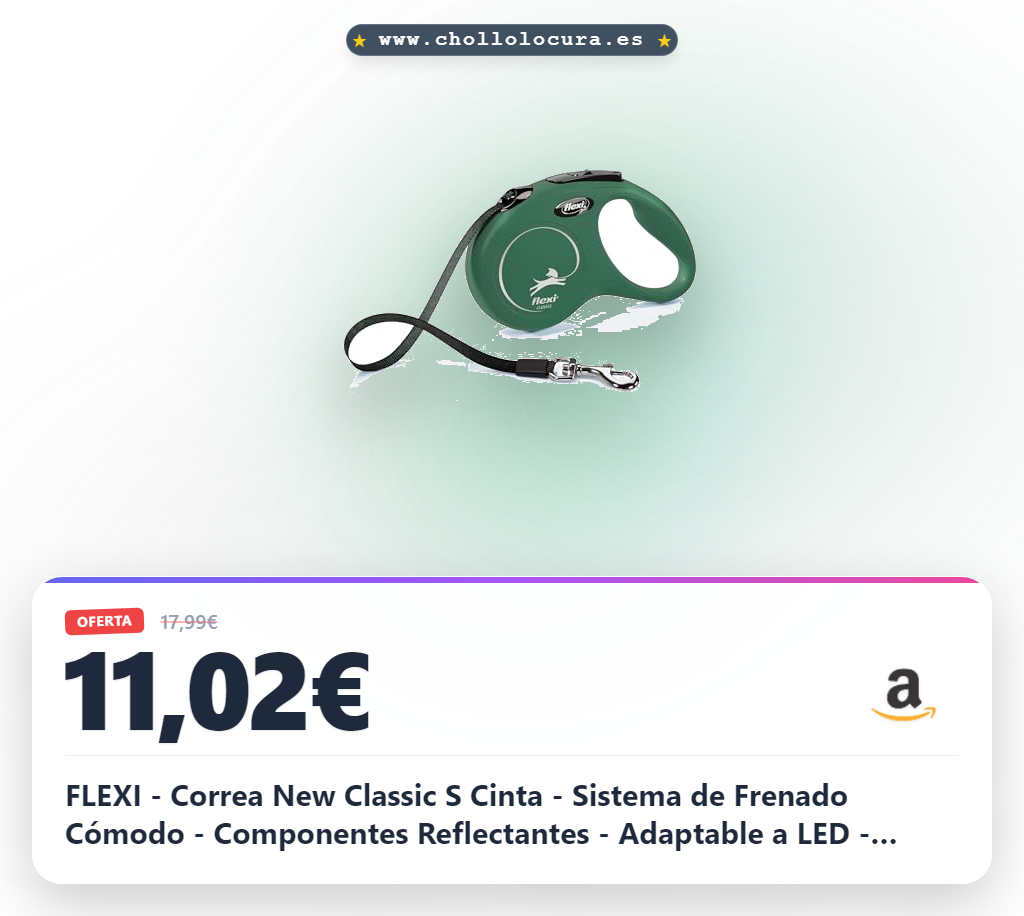 FLEXI - Correa New Classic S Cinta - Sistema de Frenado Cómodo - Componentes Reflectantes - Adaptable a LED - Extensible Multi Box - 5 m - para Perros hasta 25 kg