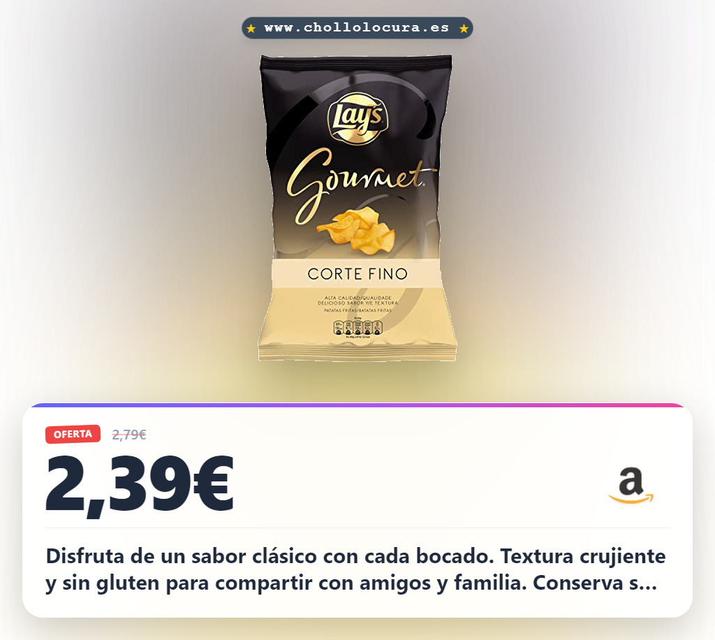 Disfruta de patatas fritas Lay's Gourmet sin gluten y crujientes para compartir al mejor precio